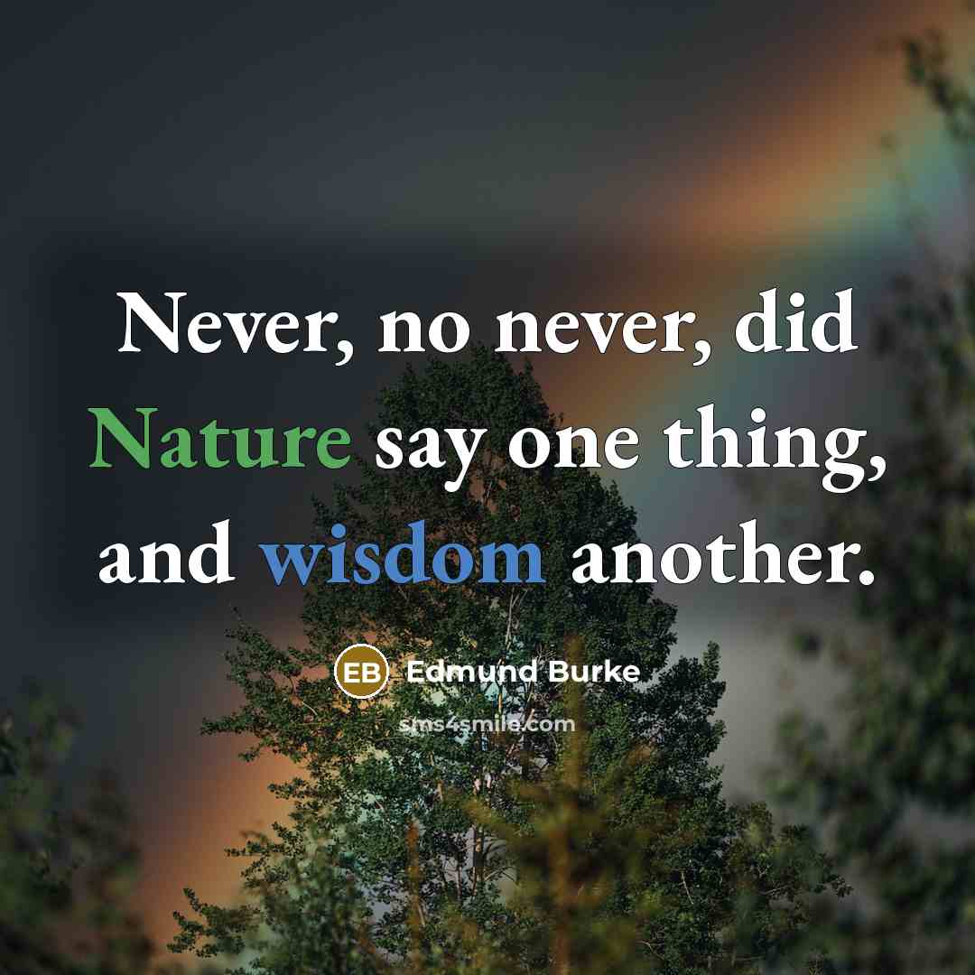 “Never, no never, did Nature say one thing, and wisdom…” quote by Edmund Burke