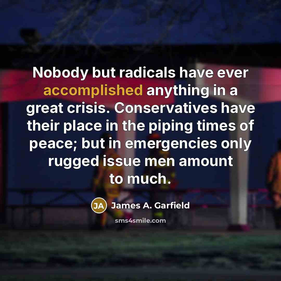 “Nobody but radicals have ever accomplished anything in a great…” quote by James A. Garfield