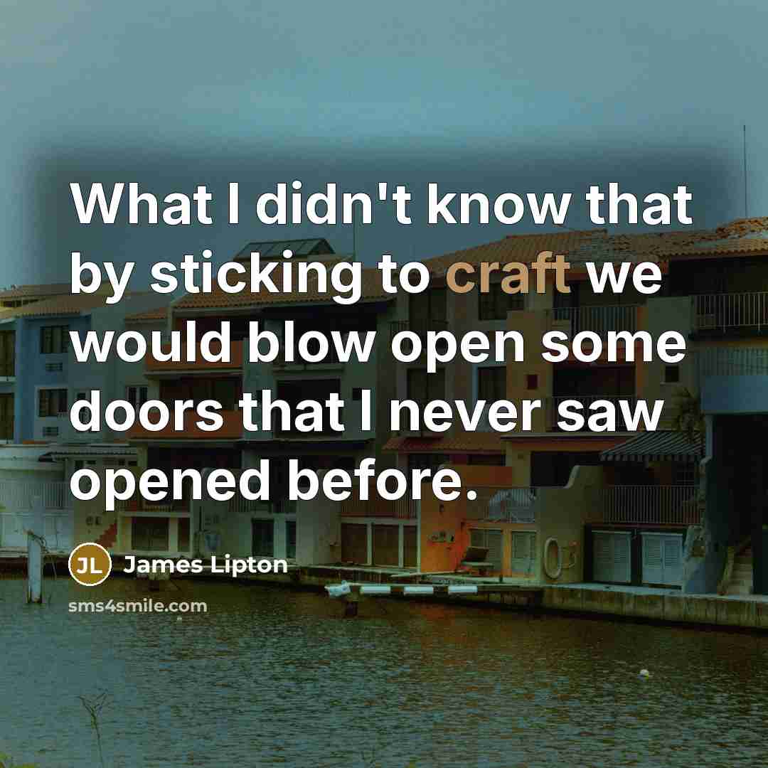 “What I didn't know that by sticking to craft we…” quote by James Lipton
