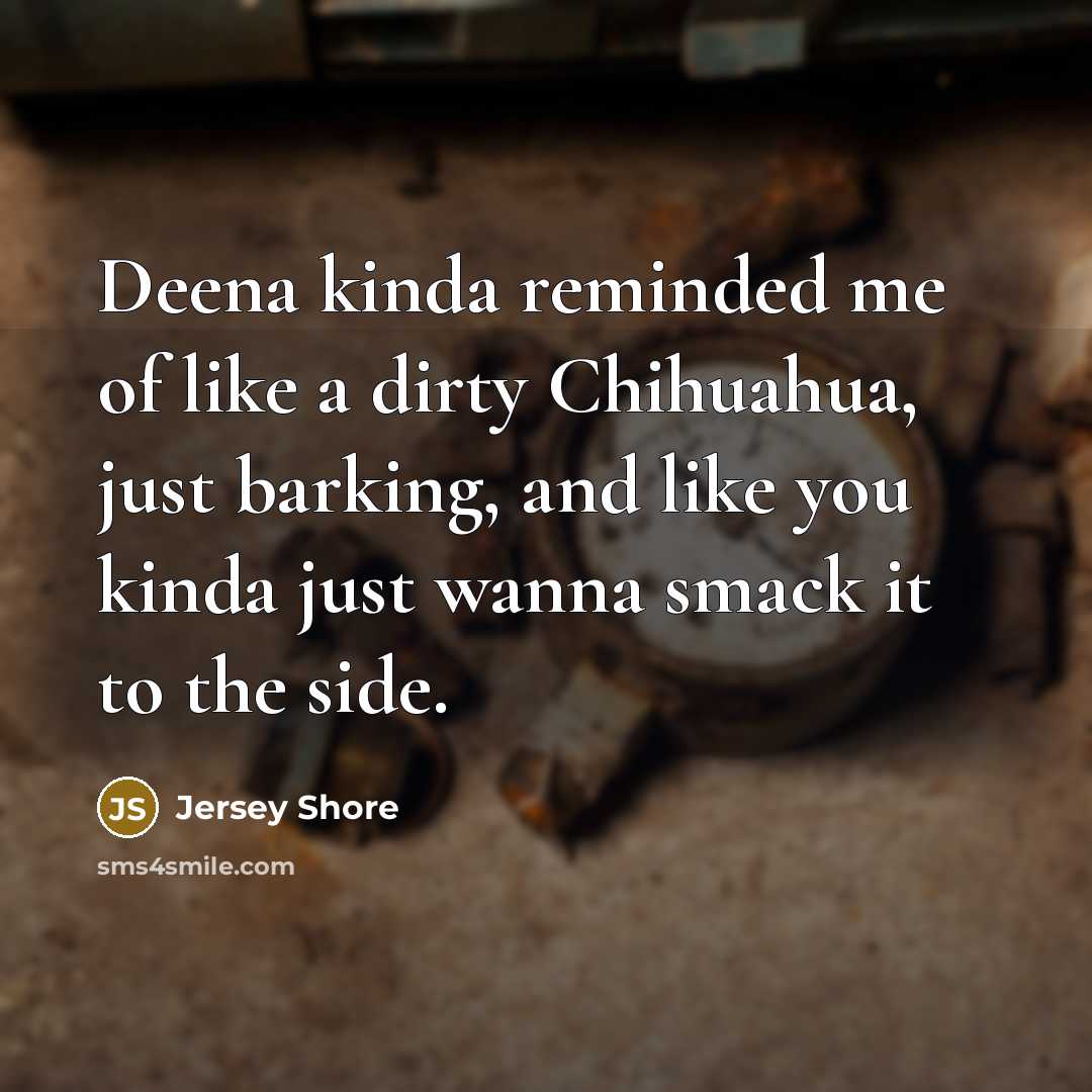 “Deena kinda reminded me of like a dirty Chihuahua, just barking, and like you kinda just wanna smack it to the side.” quote by Jersey Shore