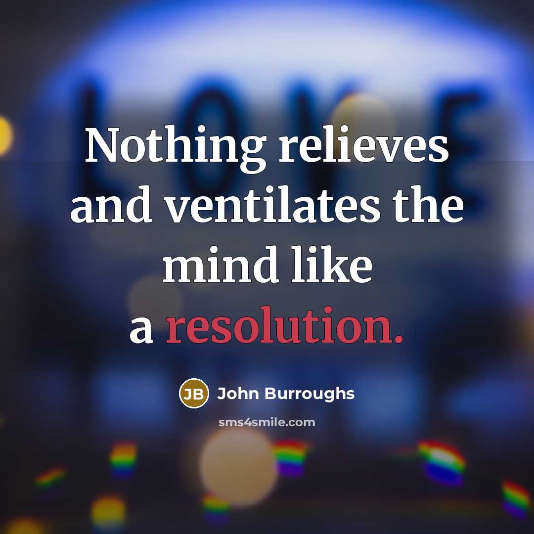 “Nothing relieves and ventilates the mind like a resolution.…” quote by John Burroughs