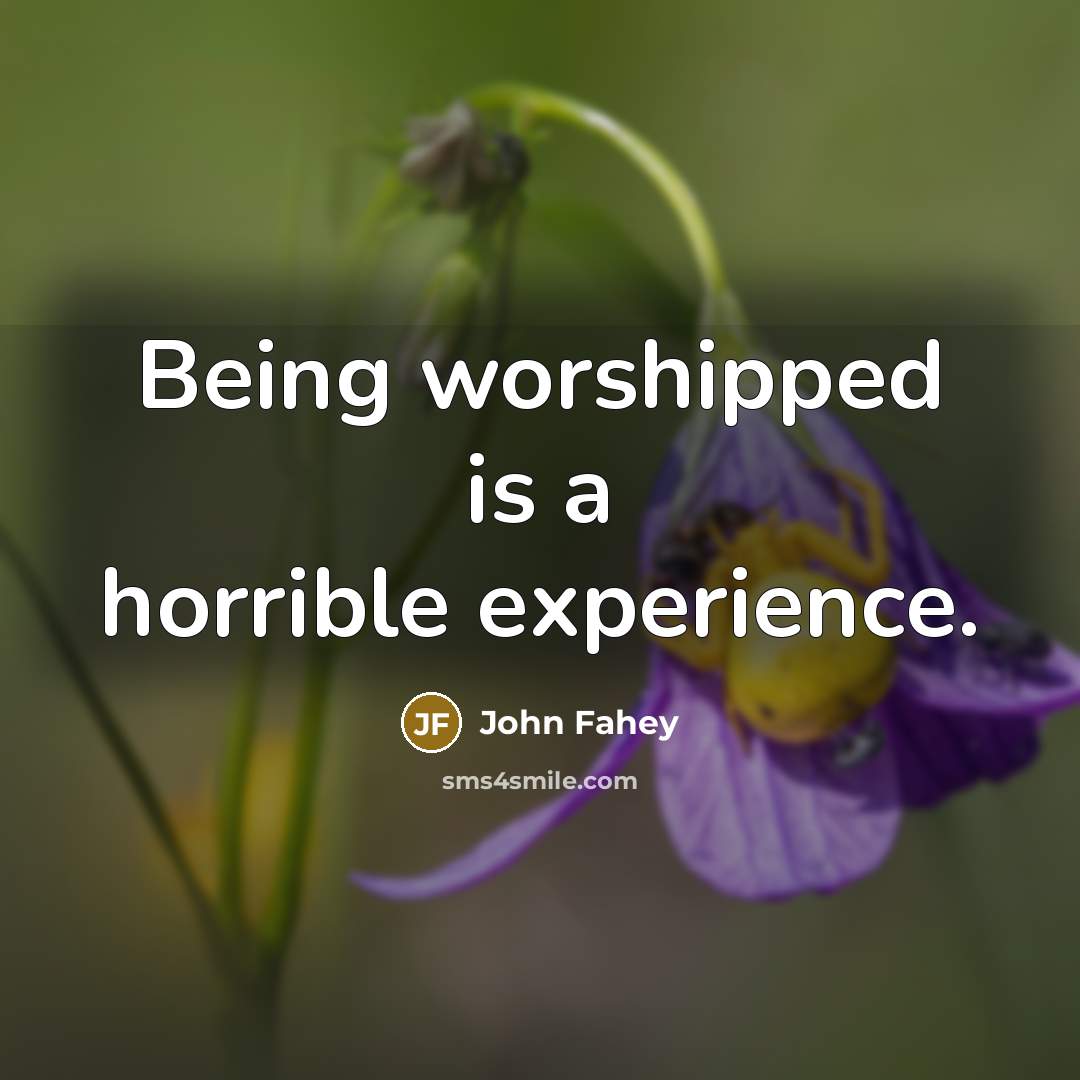 “Being worshipped is a horrible experience.…” quote by John Fahey