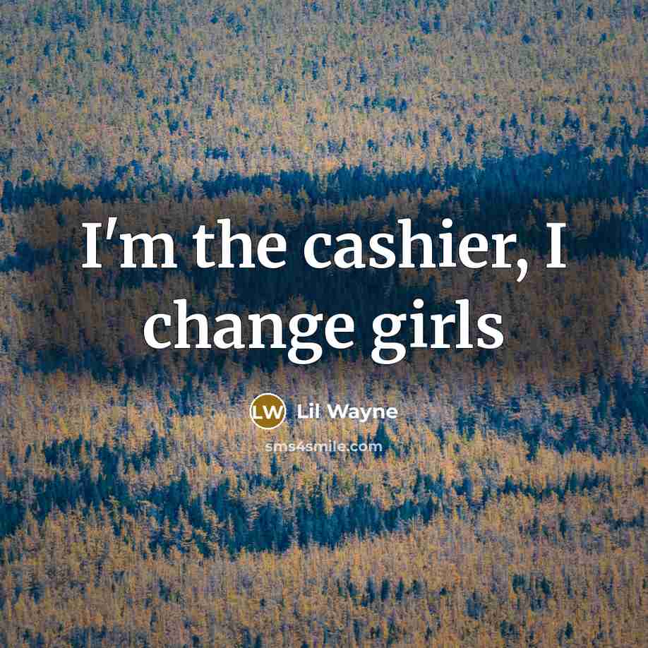 “I'm the cashier, I change girls” quote by Lil Wayne