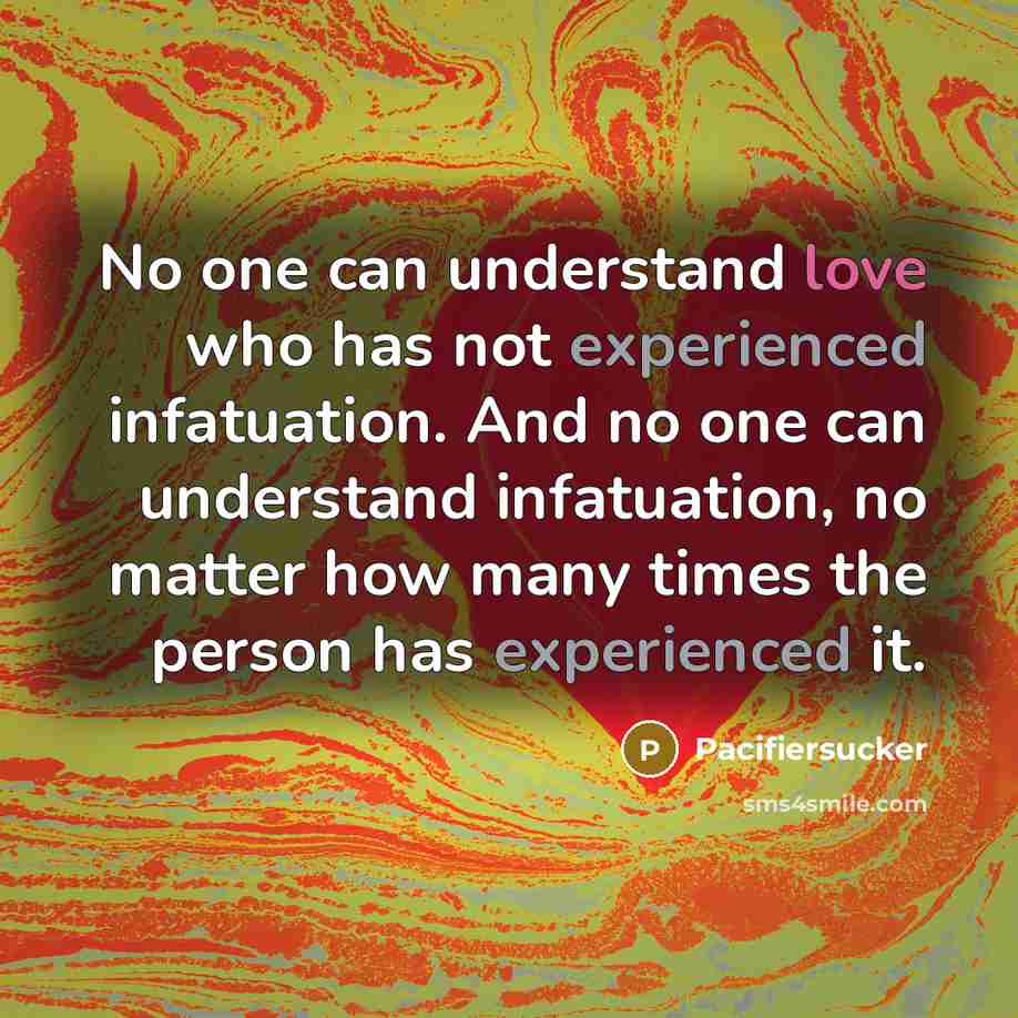 “No one can understand love who has not experienced infatuation.…” quote by Pacifiersucker