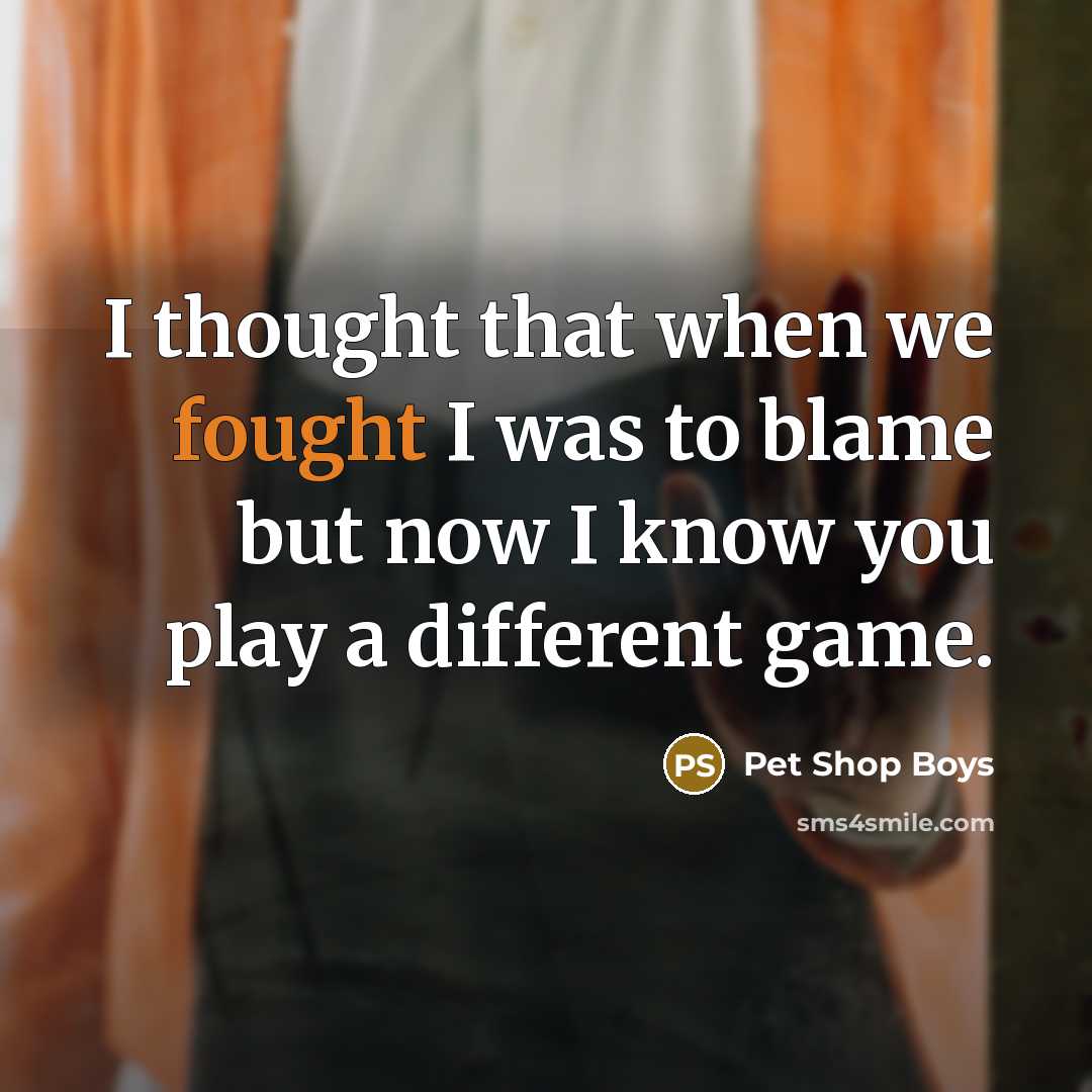 “I thought that when we fought I was to blame…” quote by Pet Shop Boys