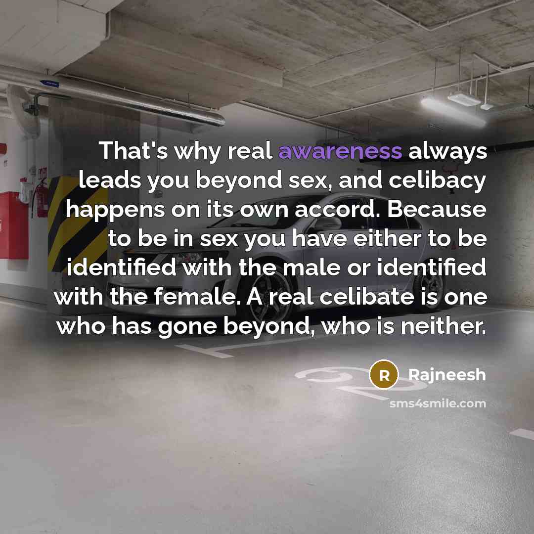“That's why real awareness always leads you beyond sex, and…” quote by Rajneesh