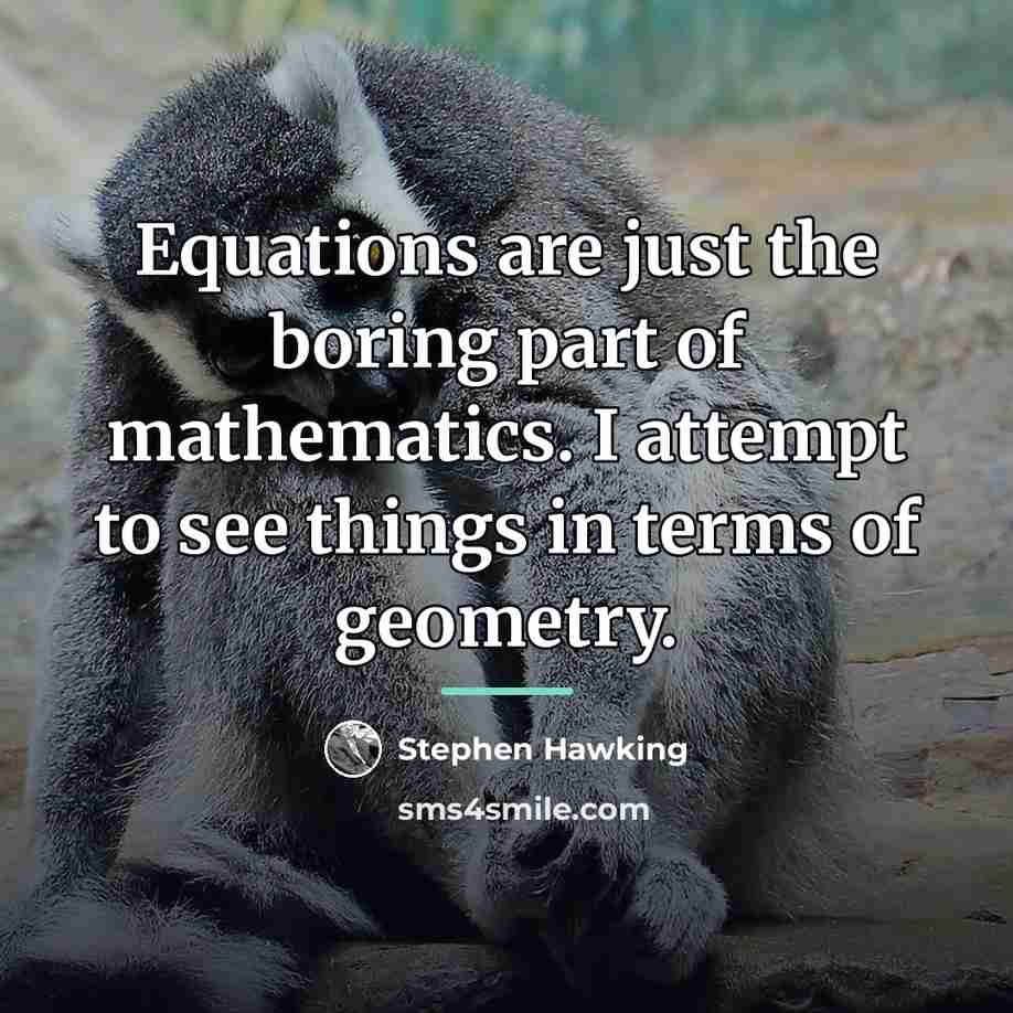 “Equations are just the boring part of mathematics. I attempt…” quote by Stephen Hawking