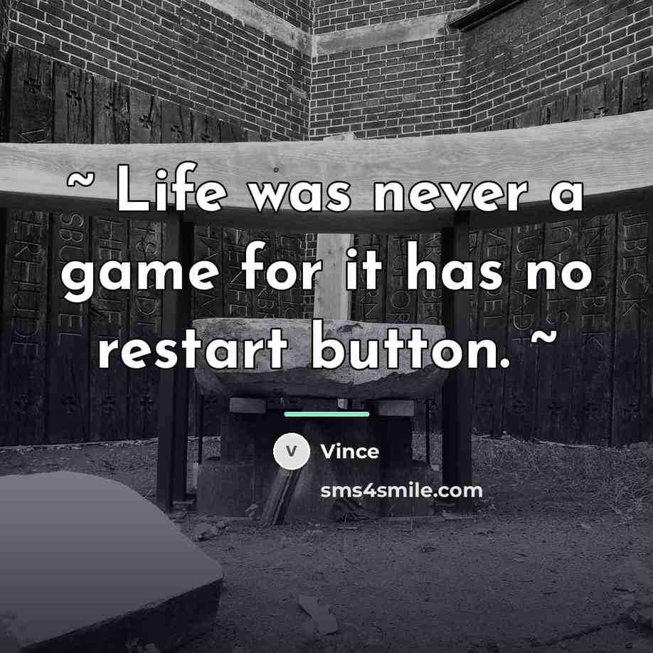 “~ Life was never a game for it has no…” quote by Vince