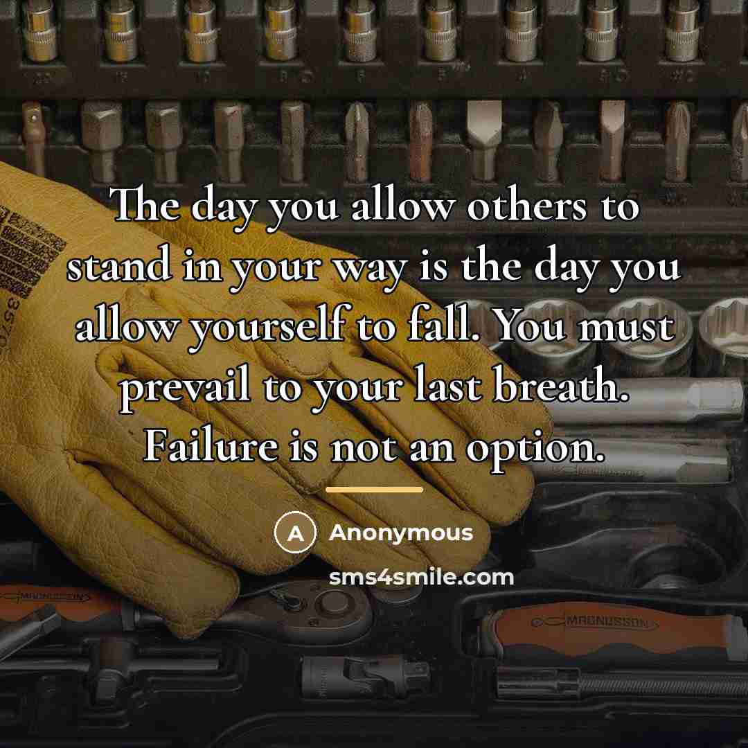 “The day you allow others to stand in your way…” quote by Anonymous