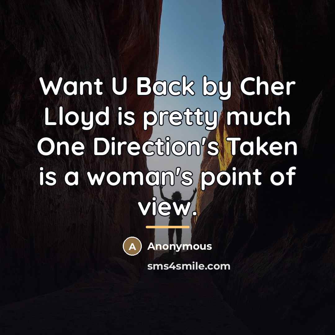 “Want U Back by Cher Lloyd is pretty much One…” quote by Anonymous
