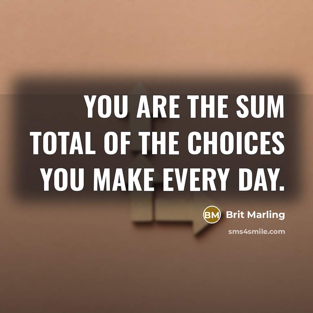 “You are the sum total of the choices you make…” quote by Brit Marling