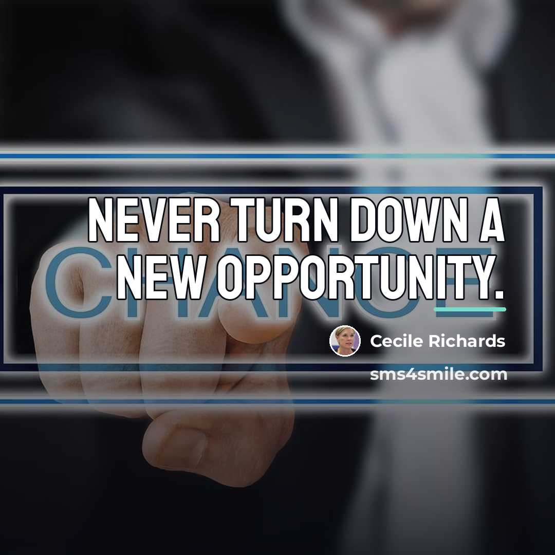 “Never turn down a new opportunity.…” quote by Cecile Richards