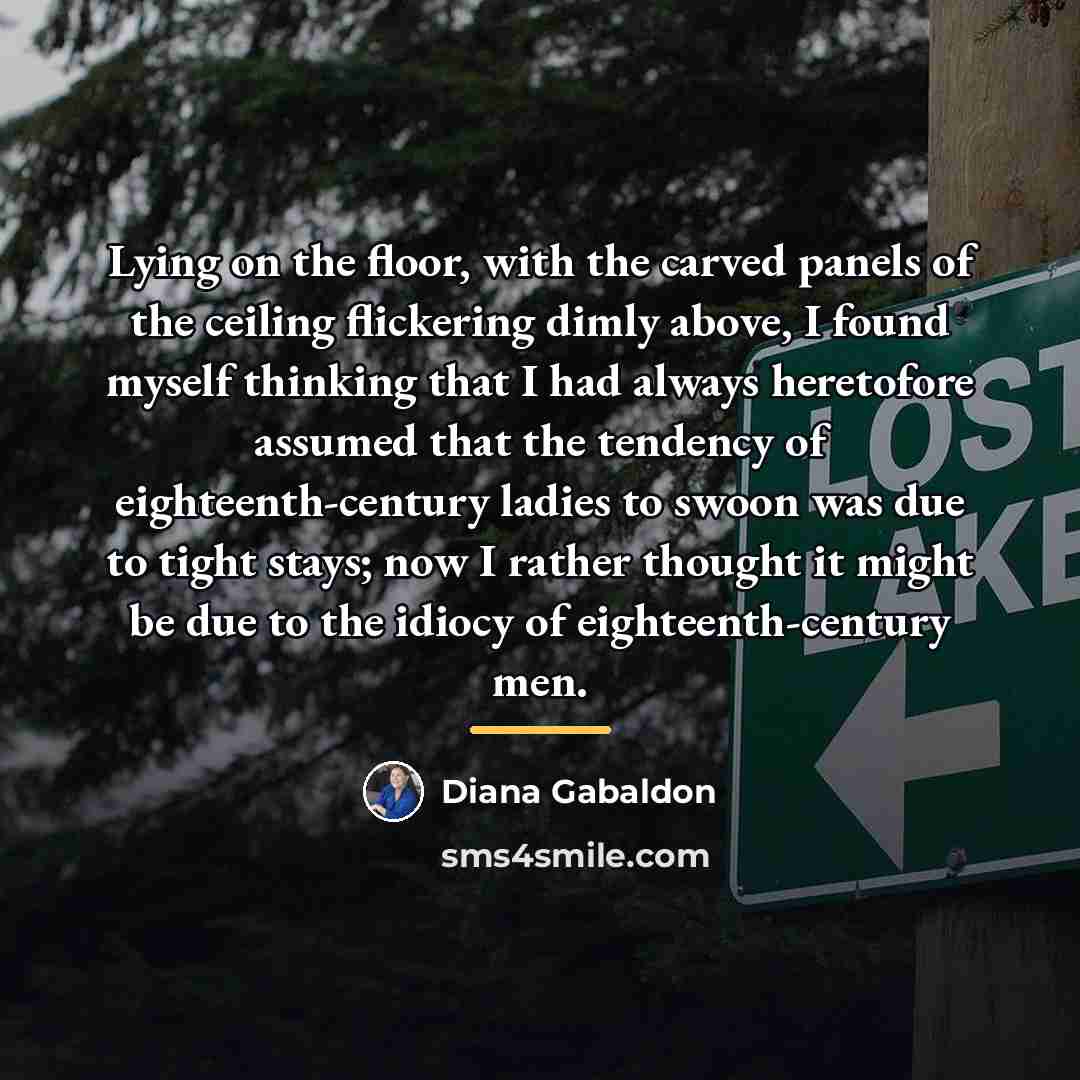 “Lying on the floor, with the carved panels of the…” quote by Diana Gabaldon