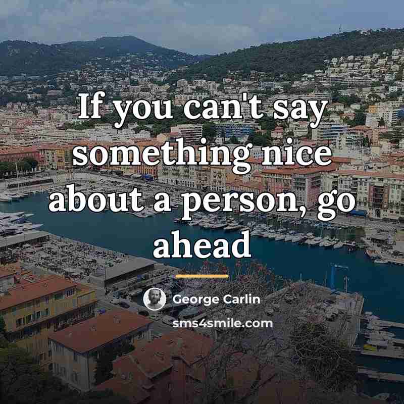 “If you can't say something nice about a person, go…” quote by George Carlin