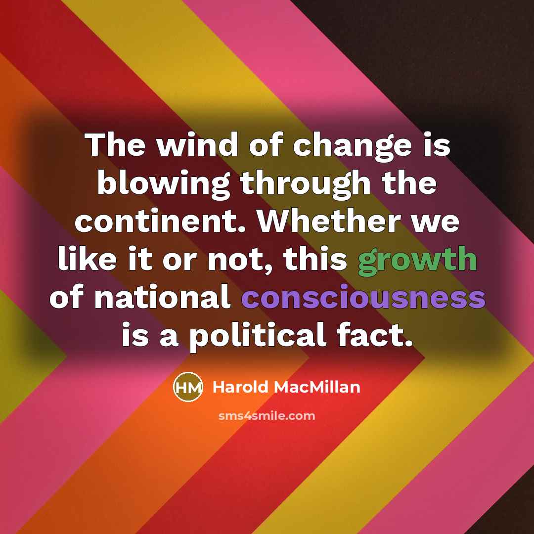 “The wind of change is blowing through the continent. Whether…” quote by Harold MacMillan