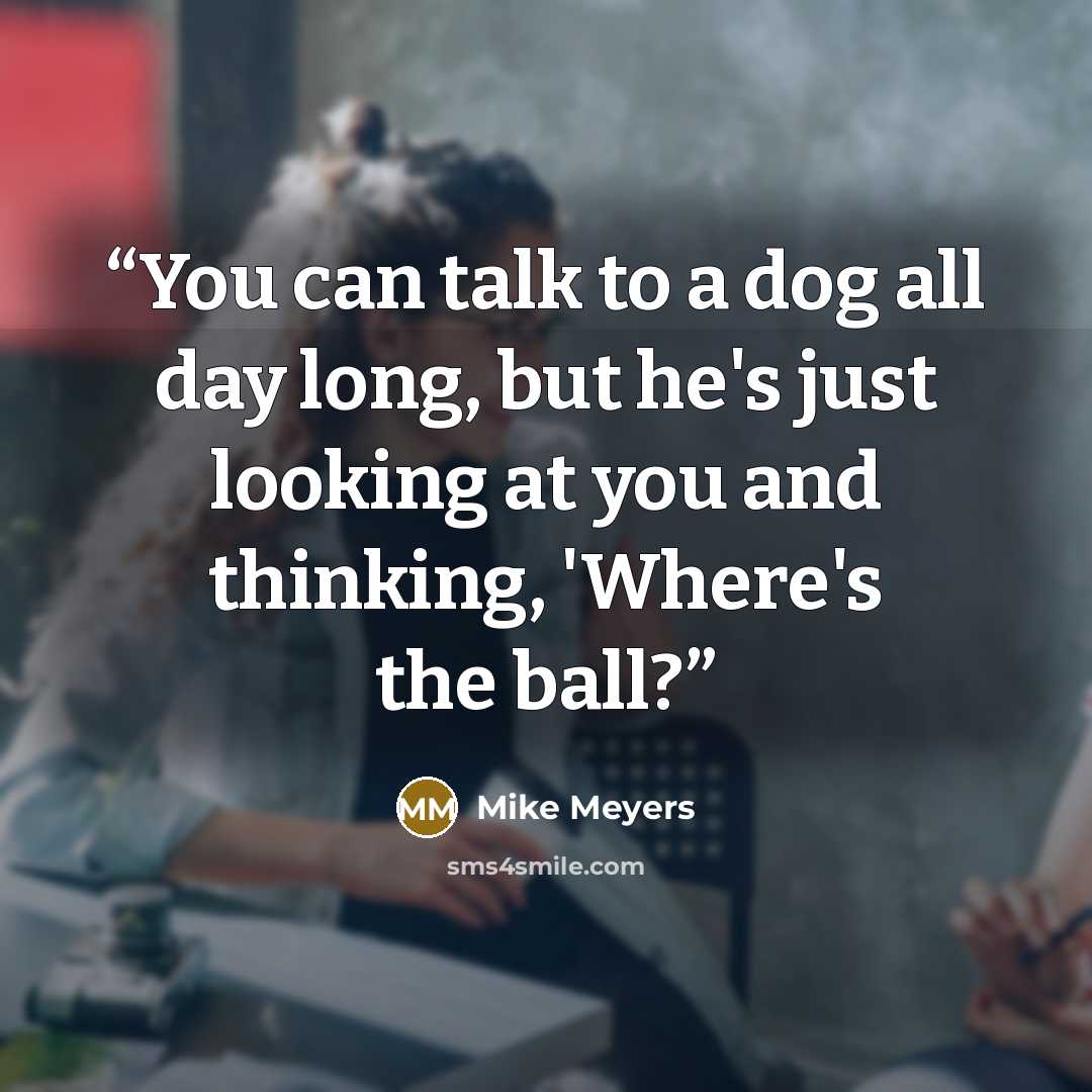 “You can talk to a dog all day long, but he's just looking at you and thinking, 'Where's the ball?” quote by Mike Meyers