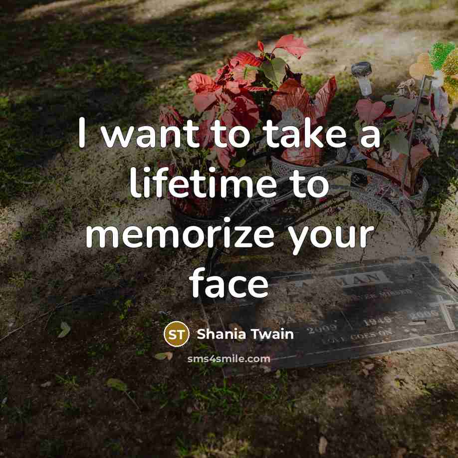 “I want to take a lifetime to memorize your face” quote by Shania Twain