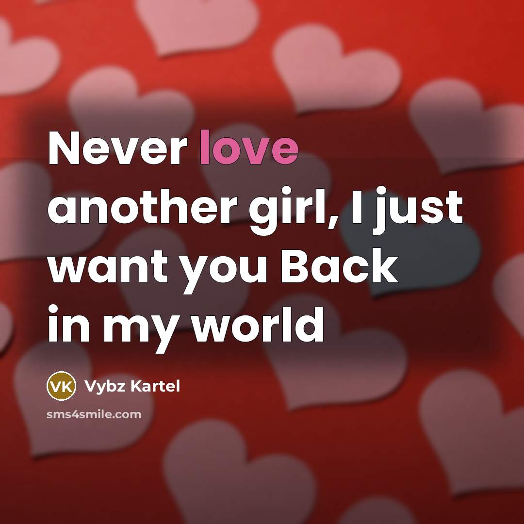 “Never love another girl, I just want you Back in my world” quote by Vybz Kartel
