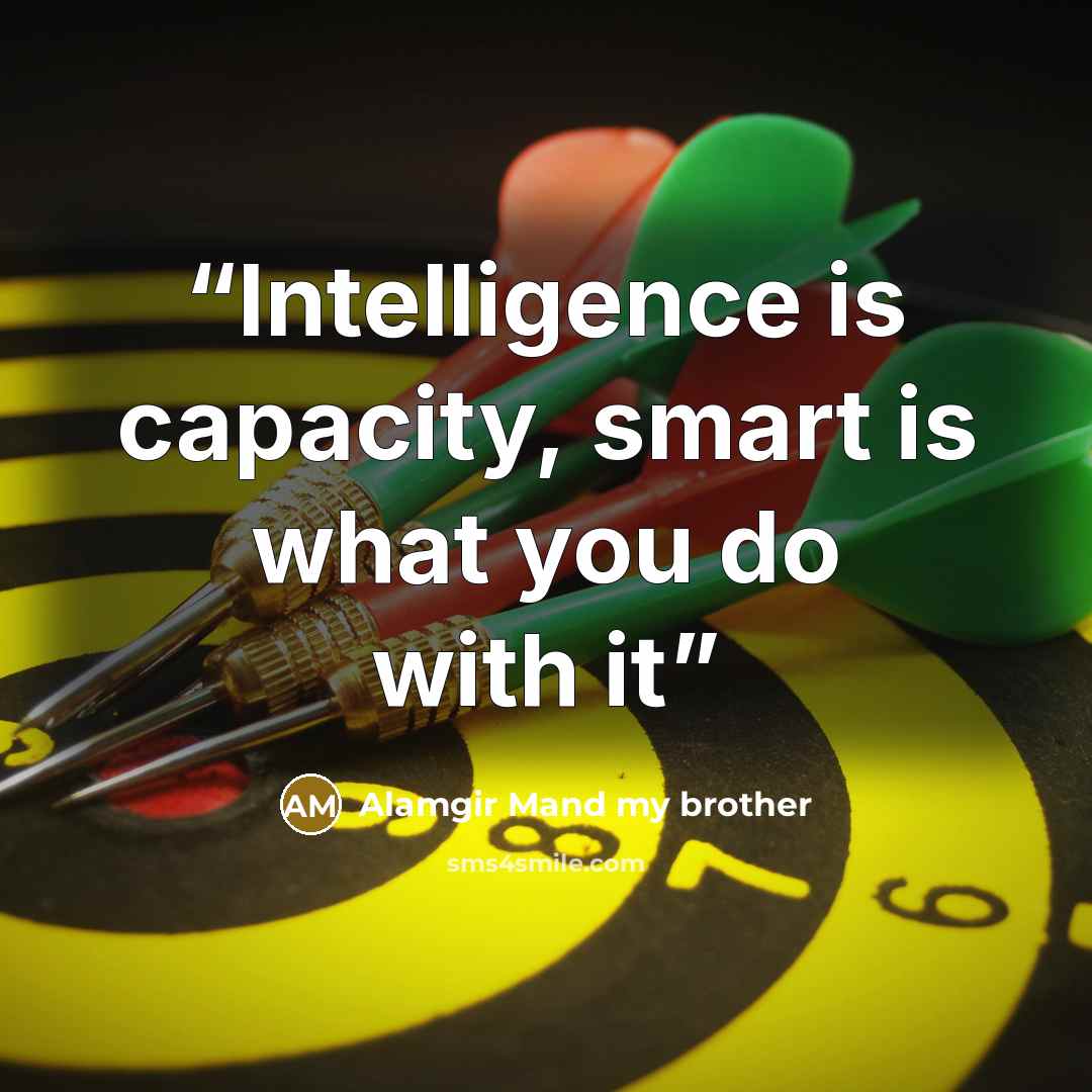 “Intelligence is capacity, smart is what you do with it” quote by Alamgir Mand my brother