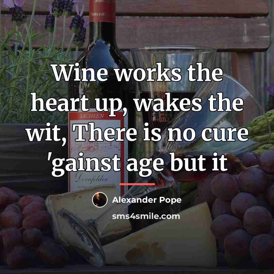 “Wine works the heart up, wakes the wit, There is…” quote by Alexander Pope