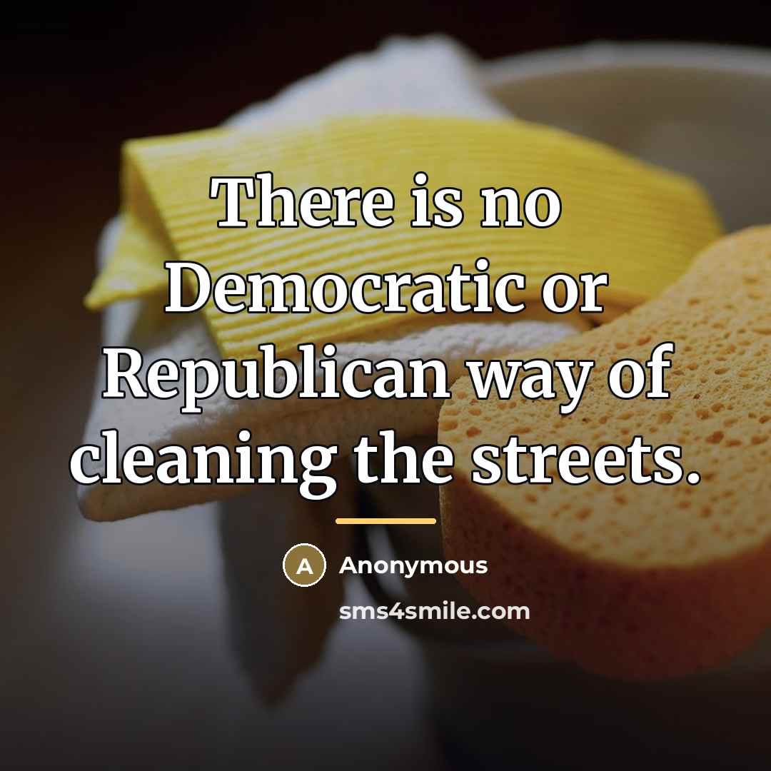 “There is no Democratic or Republican way of cleaning the…” quote by Anonymous