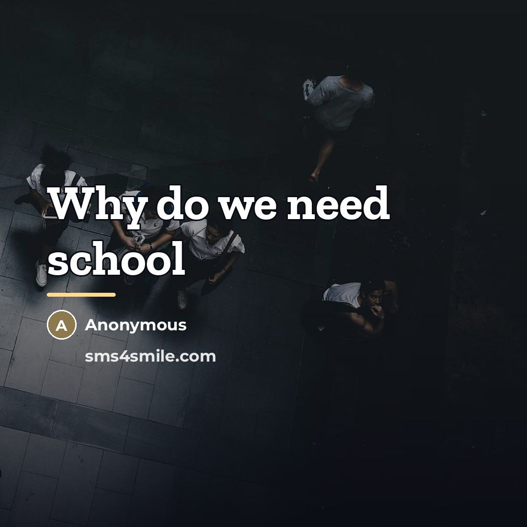 “Why do we need school…” quote by Anonymous