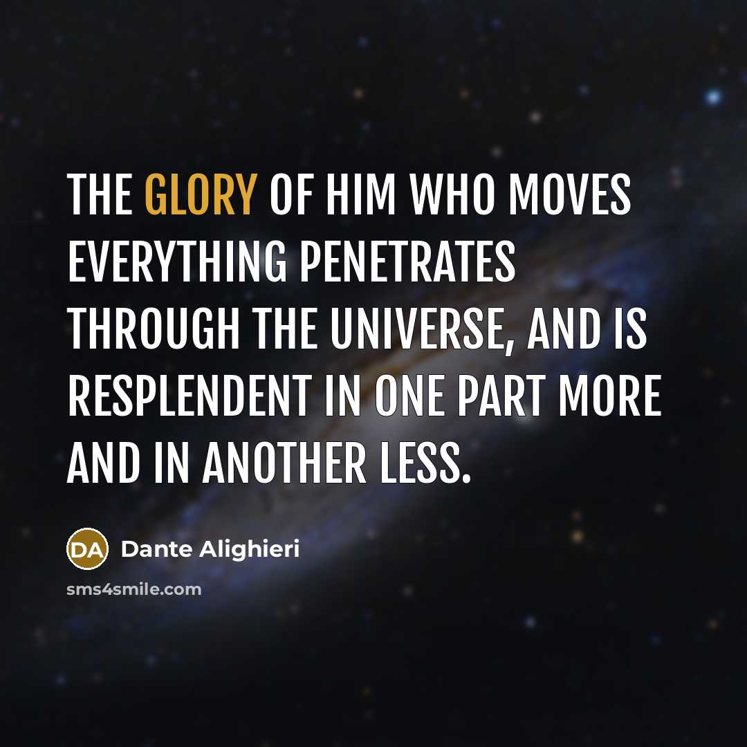 “The glory of Him who moves everything penetrates through the…” quote by Dante Alighieri
