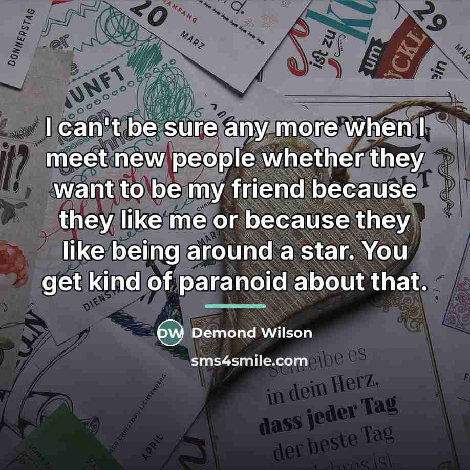 “I can't be sure any more when I meet new…” quote by Demond Wilson