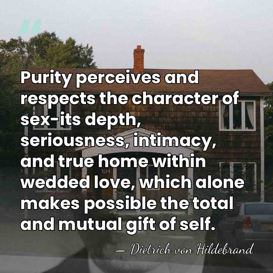 Purity perceives and respects the character of sex-its depth, seriousness, intimacy, and&hellip; - Dietrich von Hildebrand