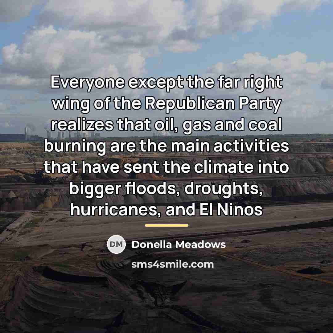“Everyone except the far right wing of the Republican Party…” quote by Donella Meadows