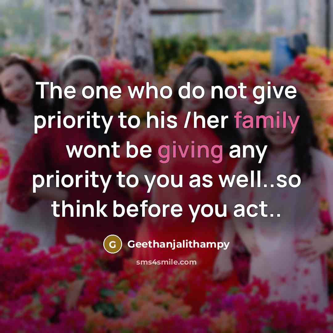 “The one who do not give priority to his /her…” quote by Geethanjalithampy