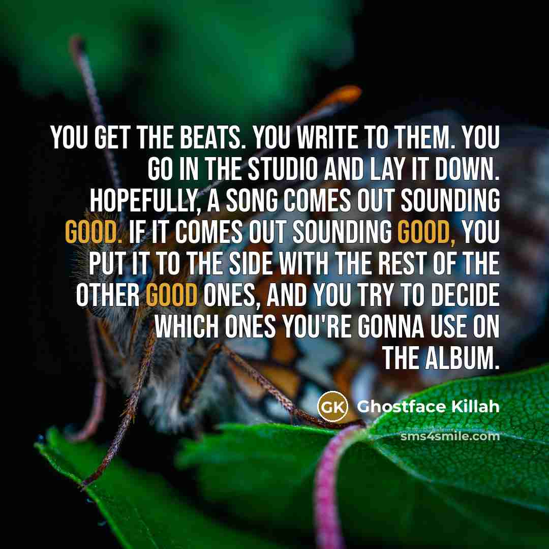 “You get the beats. You write to them. You go…” quote by Ghostface Killah
