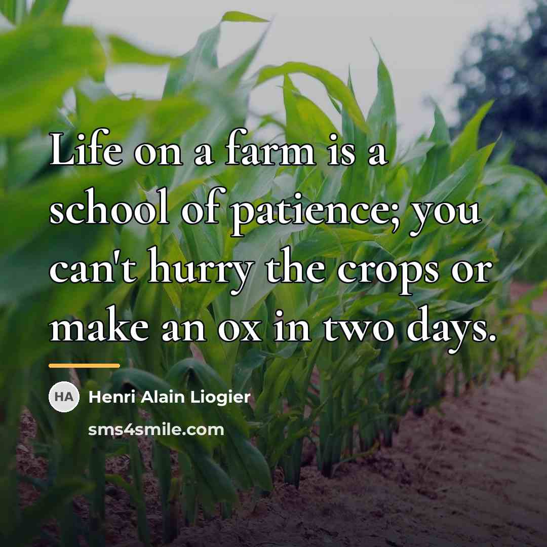 “Life on a farm is a school of patience; you…” quote by Henri Alain Liogier