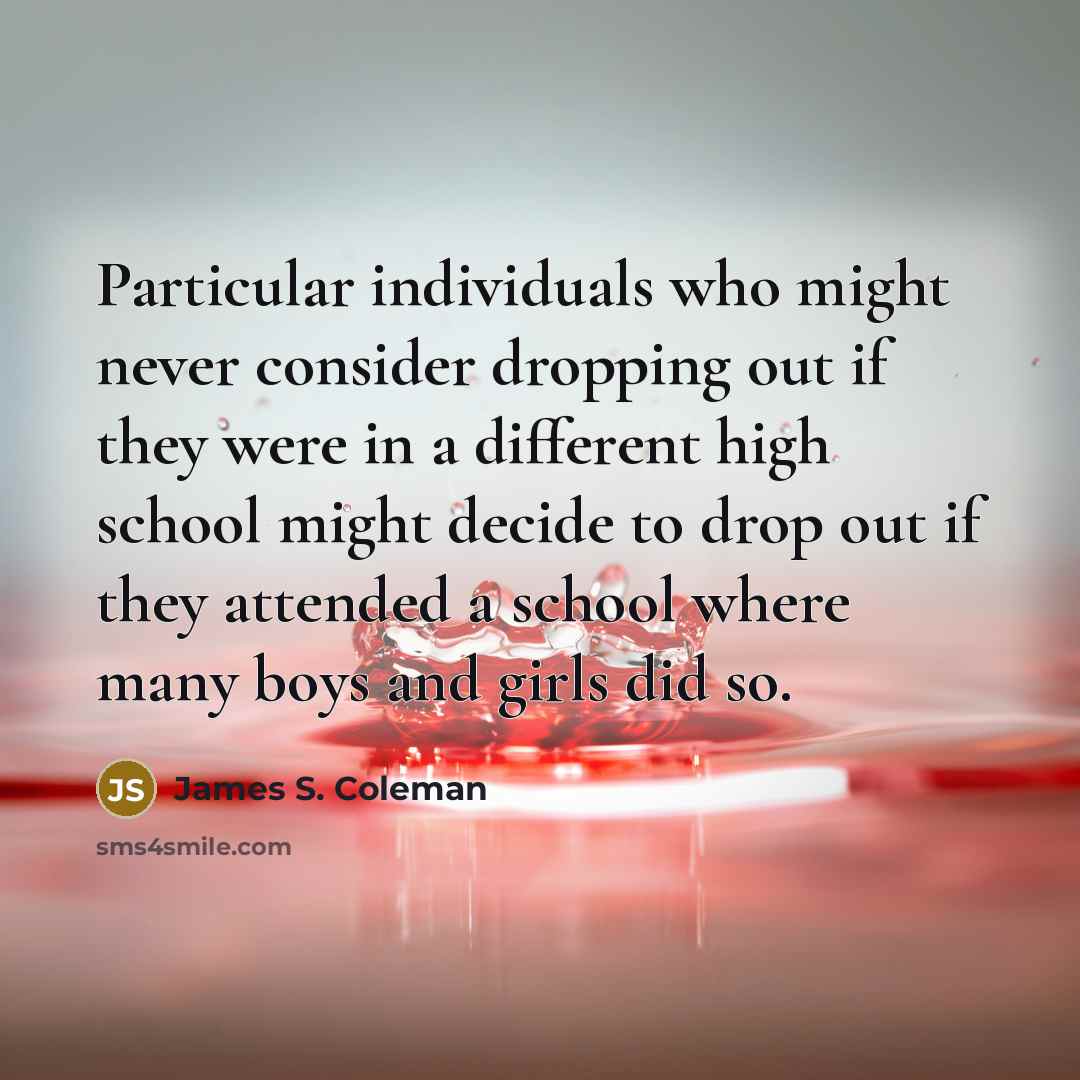 “Particular individuals who might never consider dropping out if they…” quote by James S. Coleman