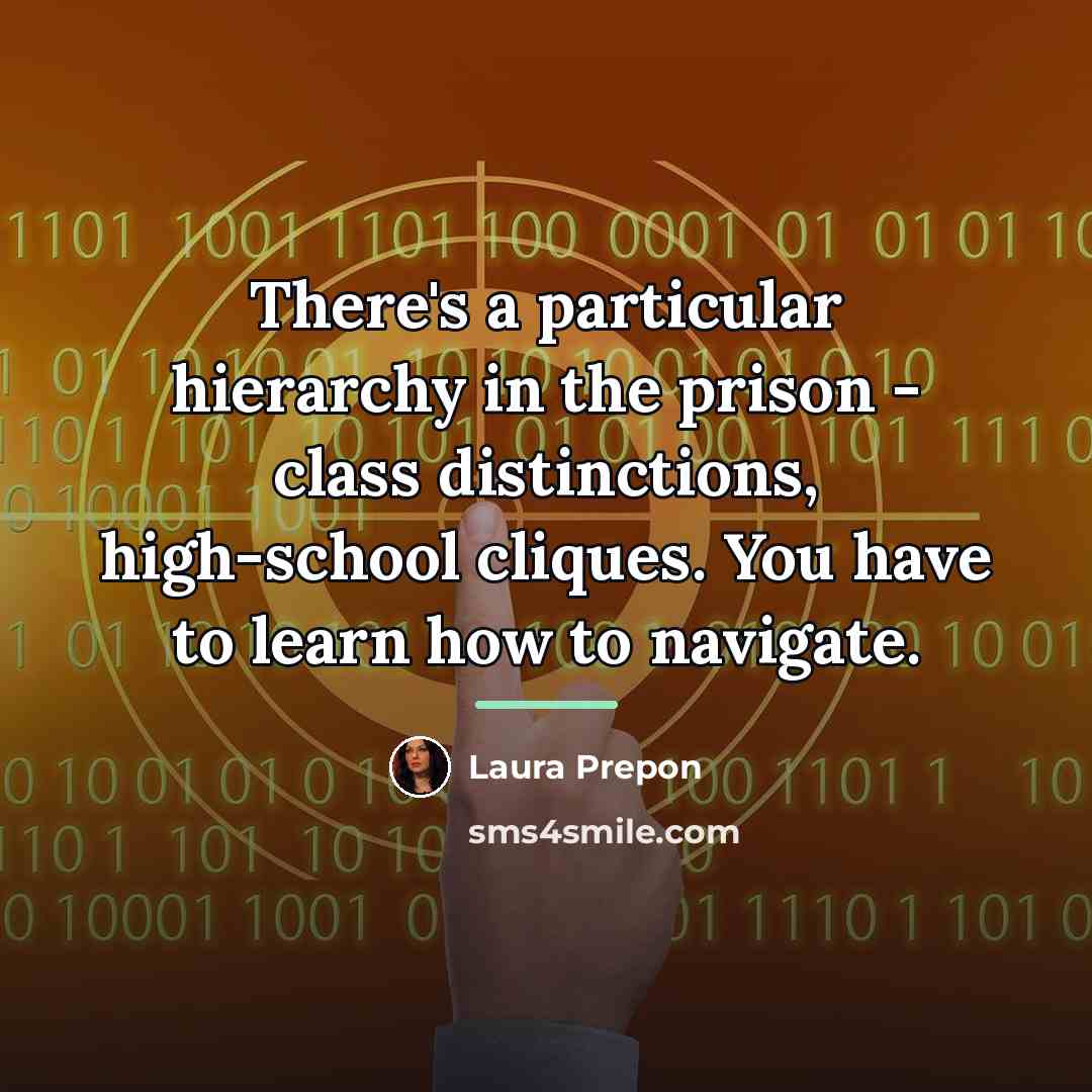 “There's a particular hierarchy in the prison - class distinctions,…” quote by Laura Prepon
