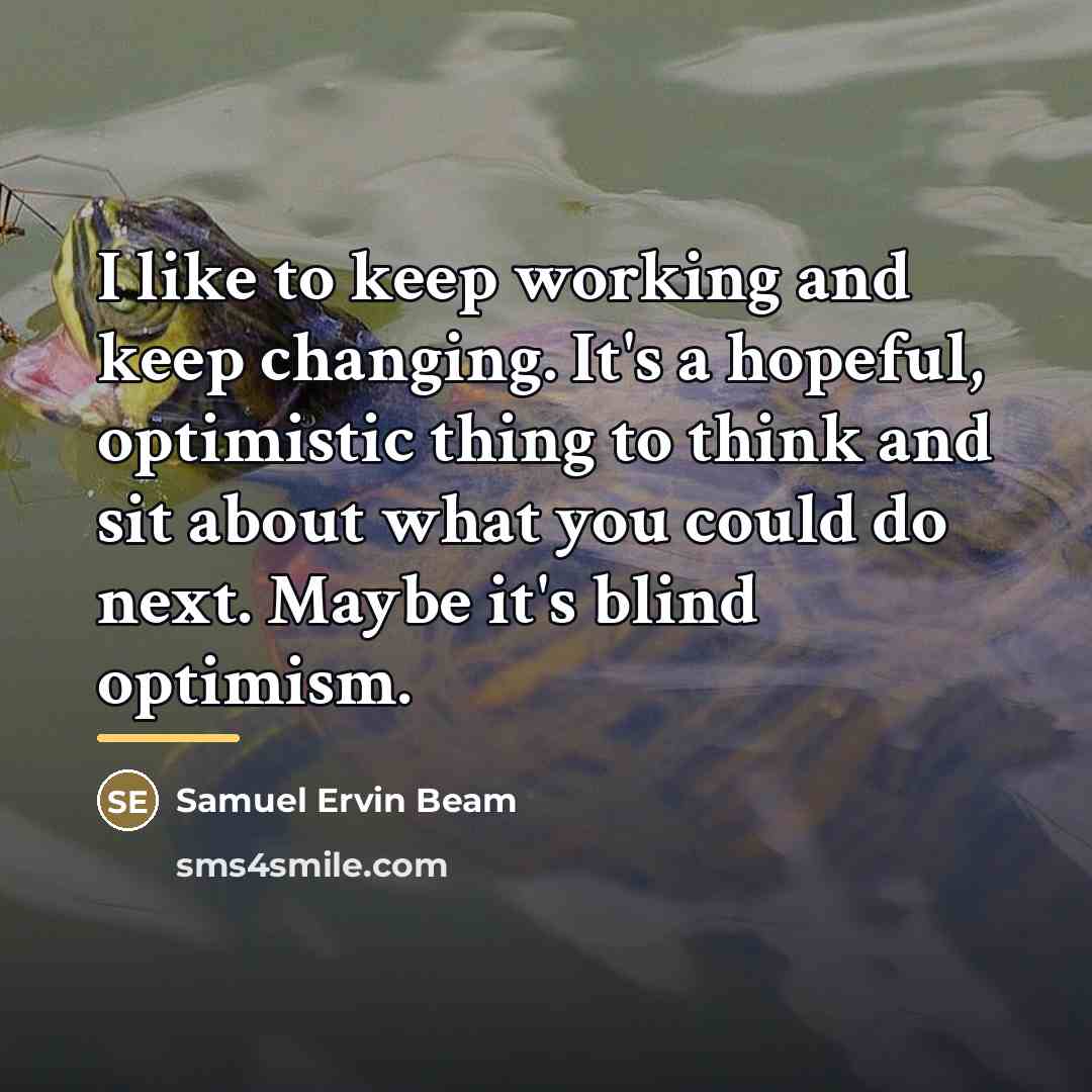 “I like to keep working and keep changing. It's a…” quote by Samuel Ervin Beam
