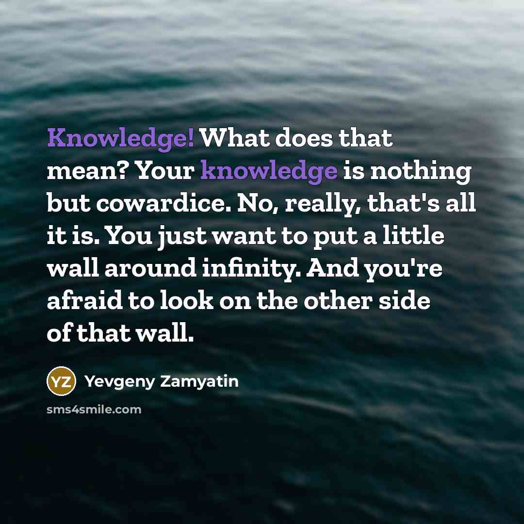 “Knowledge! What does that mean? Your knowledge is nothing but…” quote by Yevgeny Zamyatin