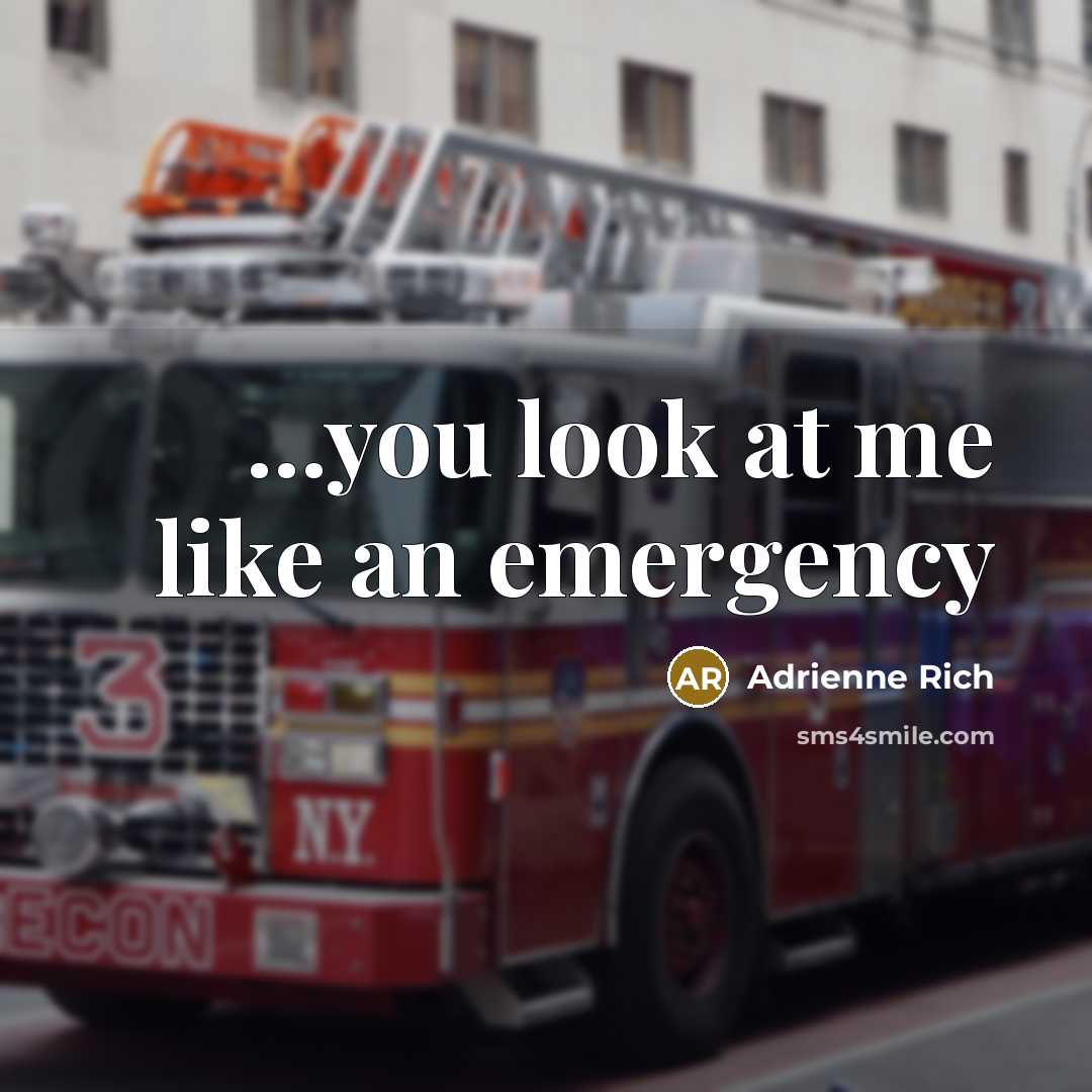 “...you look at me like an emergency…” quote by Adrienne Rich