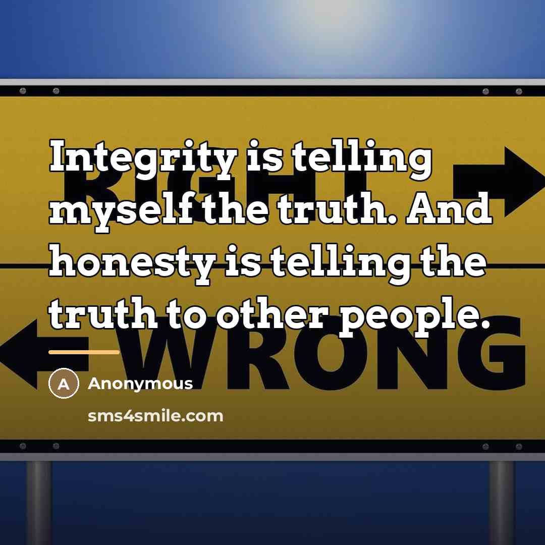 “Integrity is telling myself the truth. And honesty is telling…” quote by Anonymous