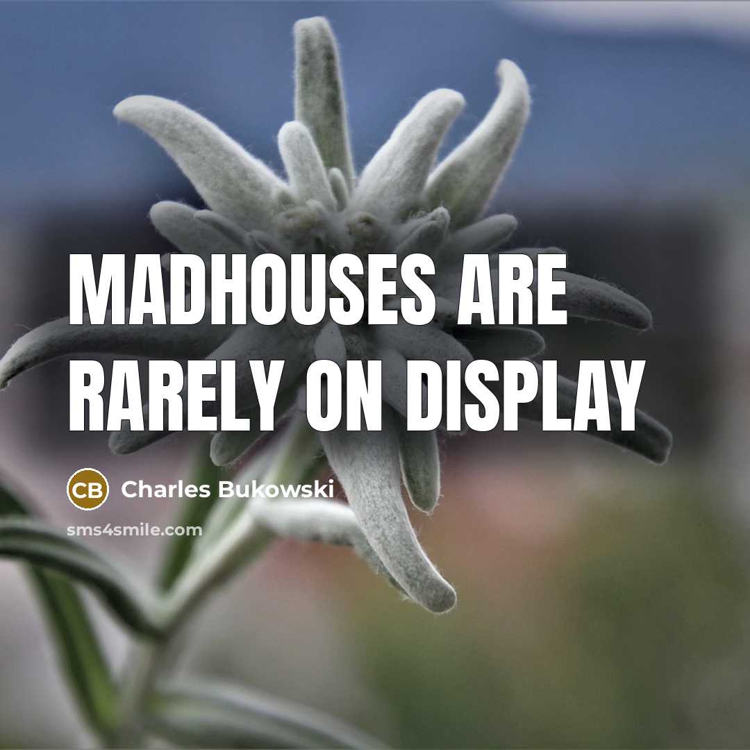 “Madhouses are rarely on display” quote by Charles Bukowski