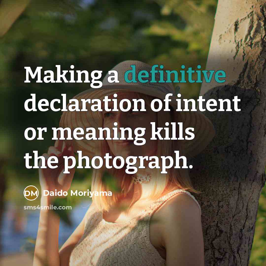 “Making a definitive declaration of intent or meaning kills the…” quote by Daido Moriyama