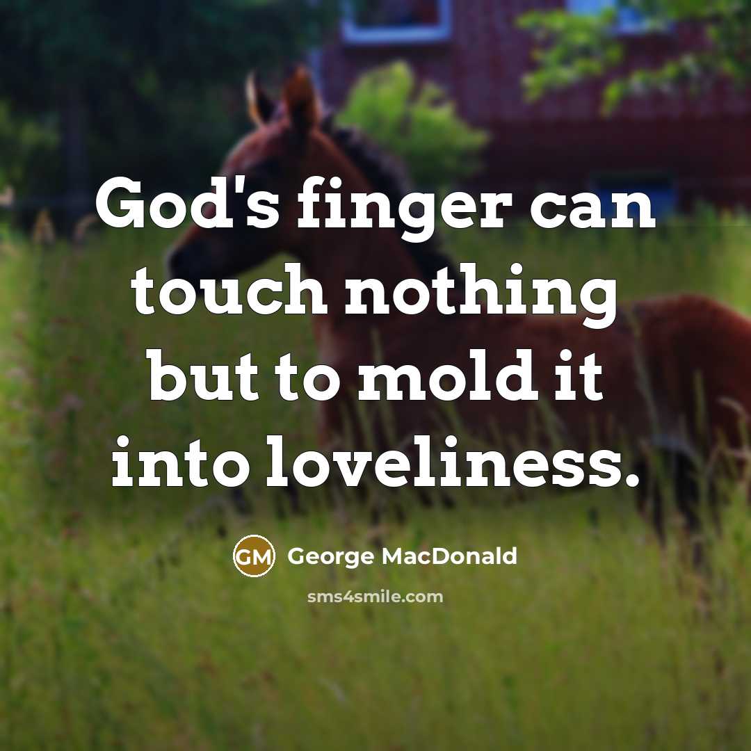 “God's finger can touch nothing but to mold it into…” quote by George MacDonald