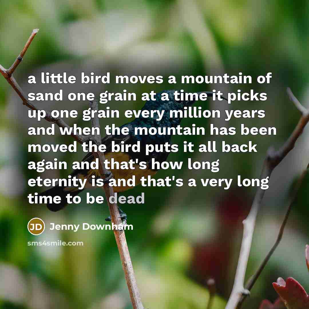“a little bird moves a mountain of sand one grain…” quote by Jenny Downham
