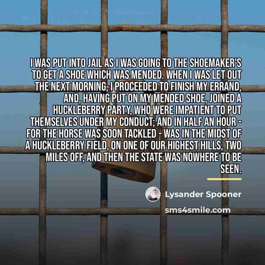 “I was put into jail as I was going to…” quote by Lysander Spooner