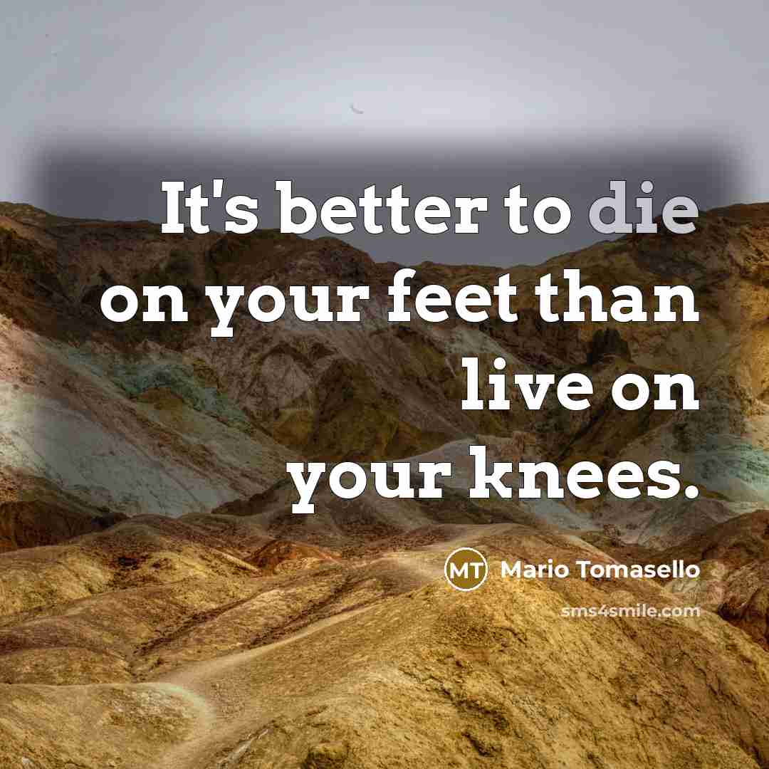 “It's better to die on your feet than live on…” quote by Mario Tomasello