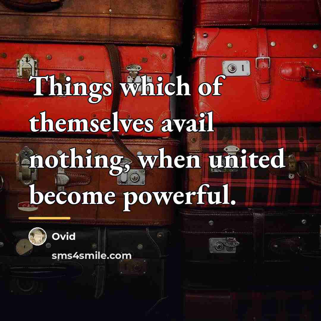 “Things which of themselves avail nothing, when united become powerful.…” quote by Ovid