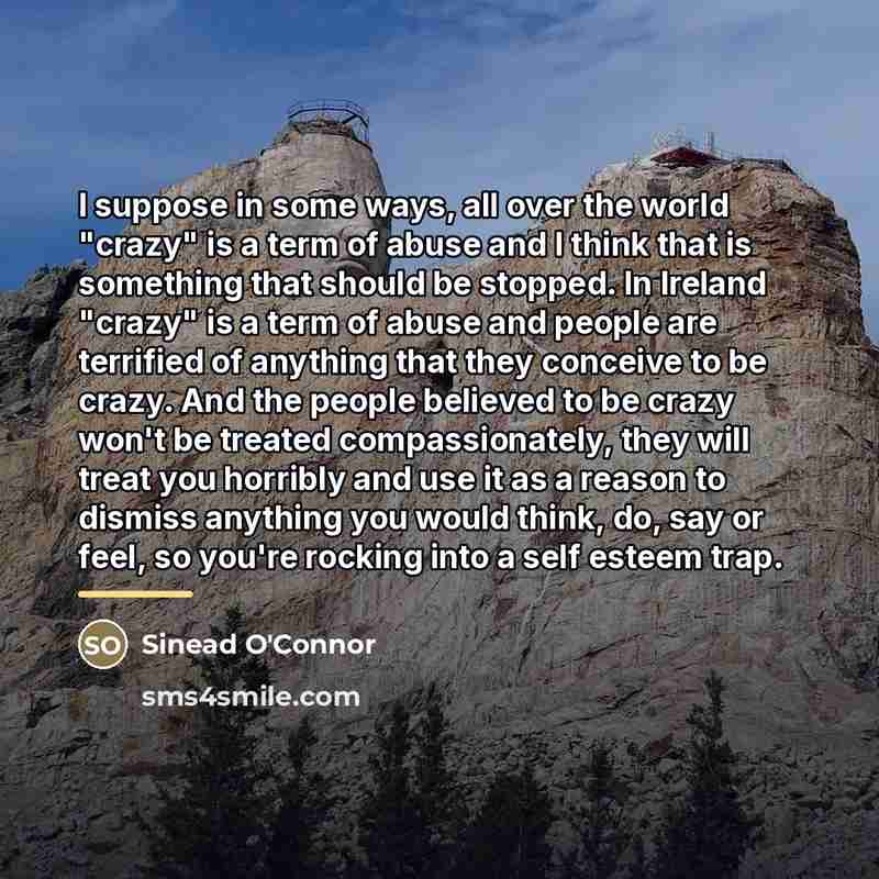 “I suppose in some ways, all over the world "crazy"…” quote by Sinead O'Connor