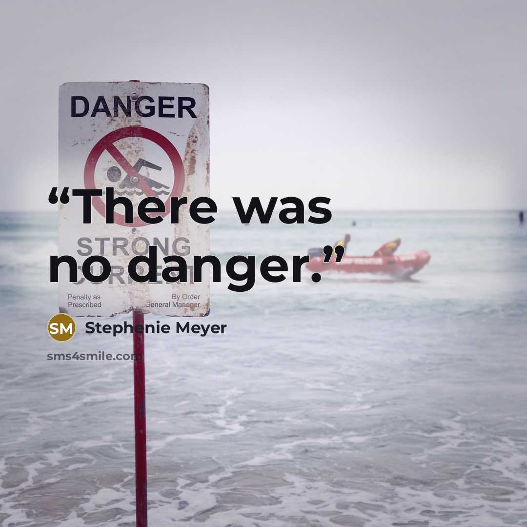 “There was no danger.” quote by Stephenie Meyer