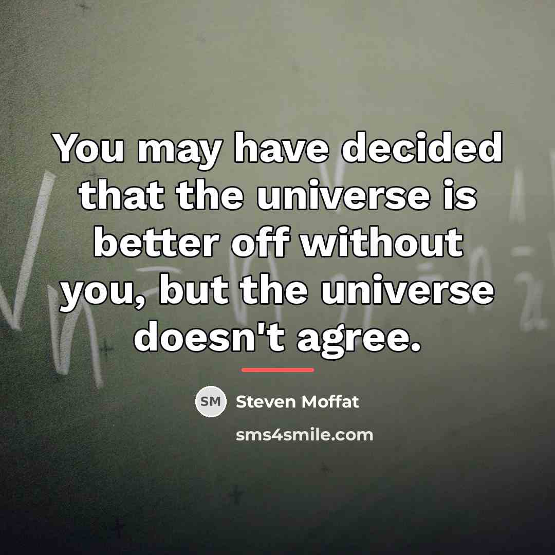 “You may have decided that the universe is better off…” quote by Steven Moffat