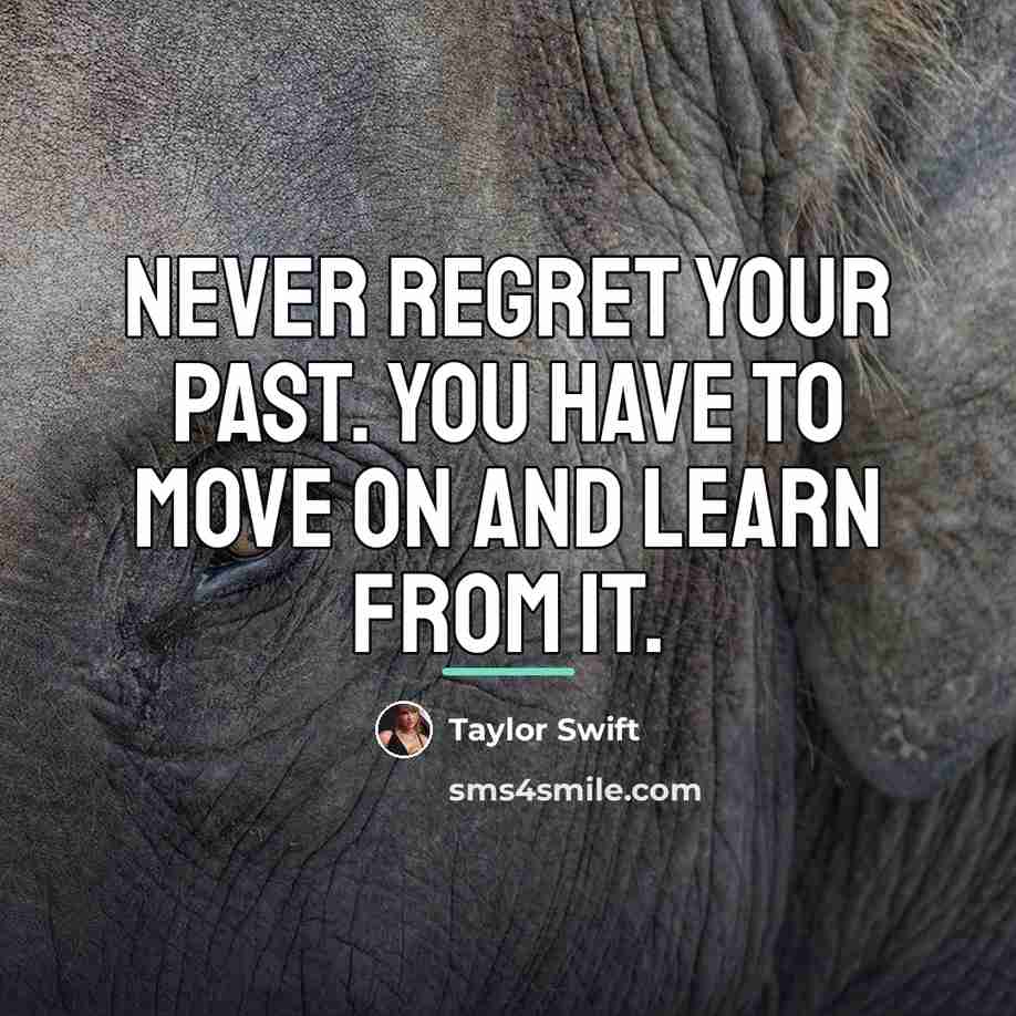 “Never regret your past. You have to move on and…” quote by Taylor Swift